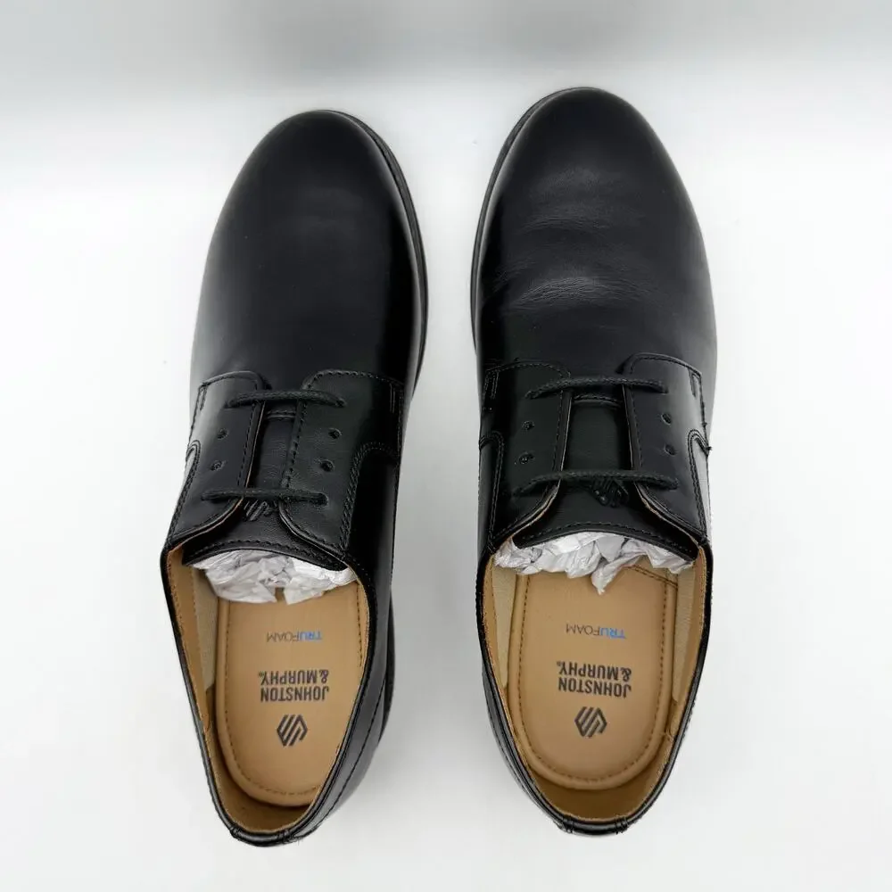 Johnson & Murphy Kids Upton Plain Toe Oxford Shoes US 7 M Black Leather NIB